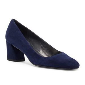 Stuart Weitzman Navy Suede Block Heel